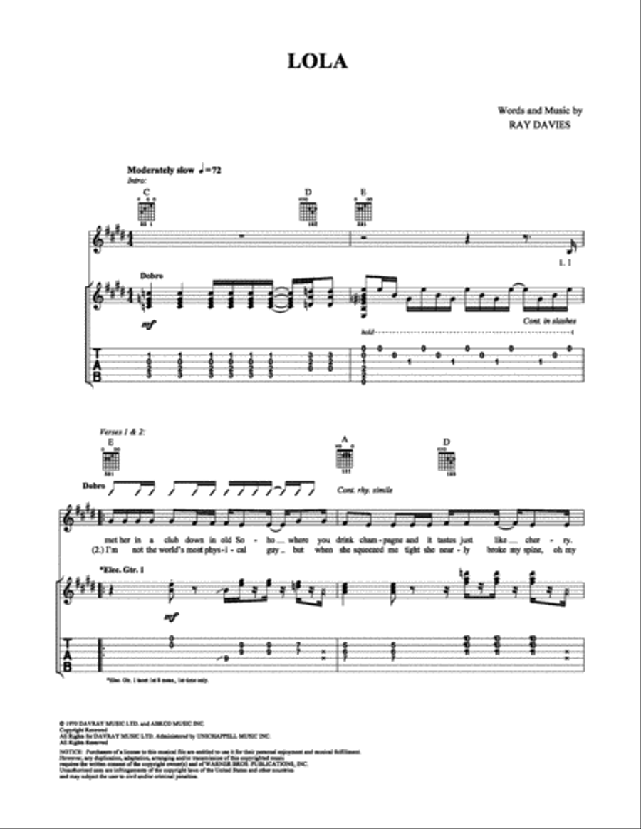 Lola Electric Guitar scores gallery preview page 1
