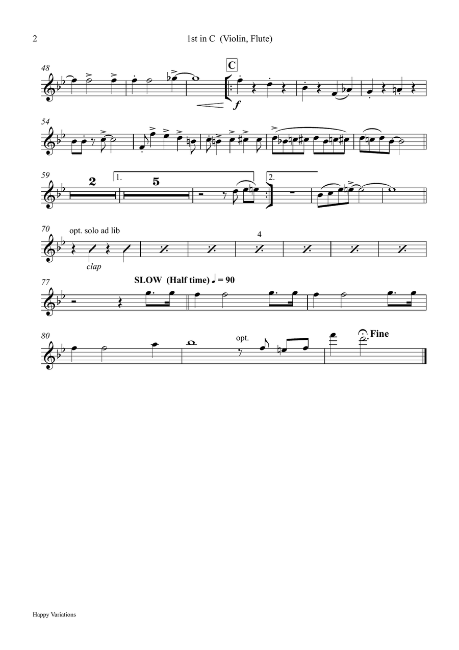 Happy (Birthday) Variations - Trumpet Quintet Brass Ensemble scores gallery preview page 6