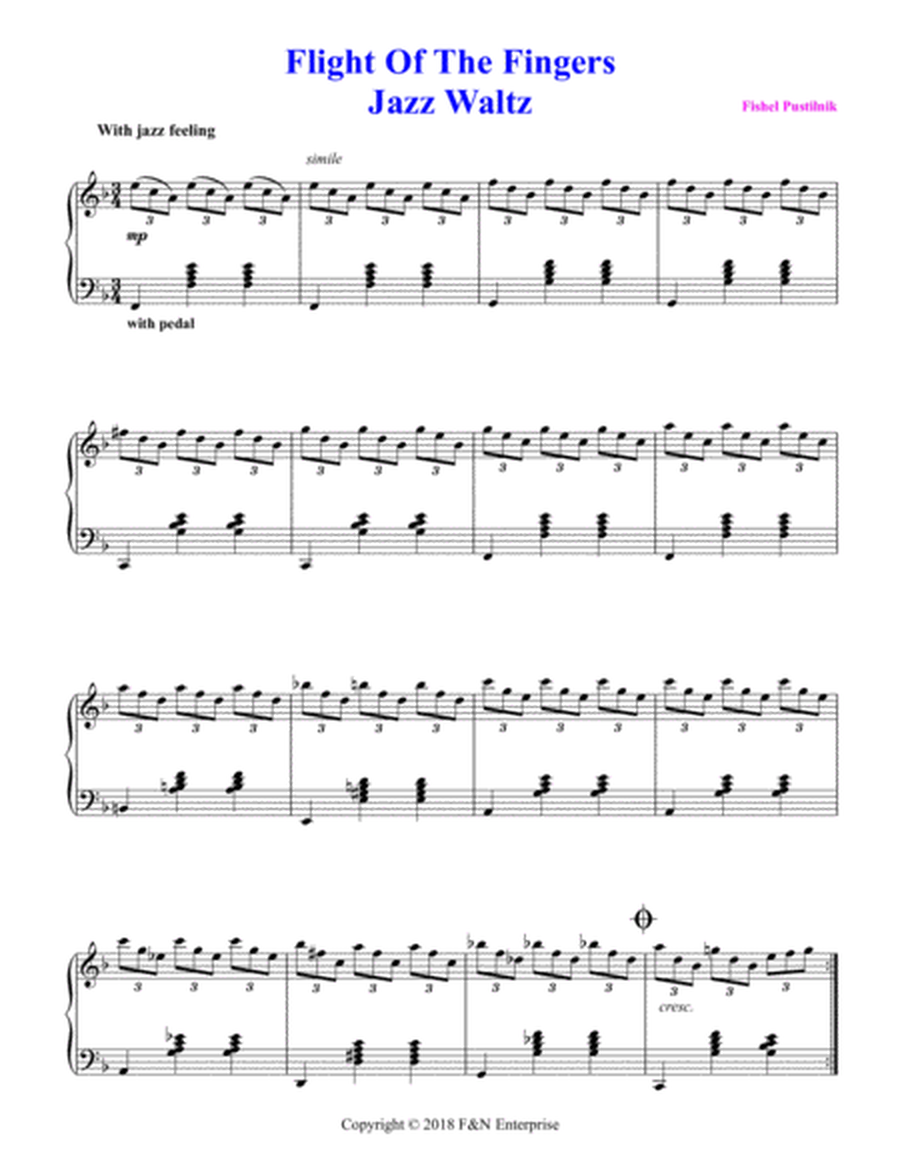 "Flight Of The Fingers"-Jazz Waltz for Piano image number null