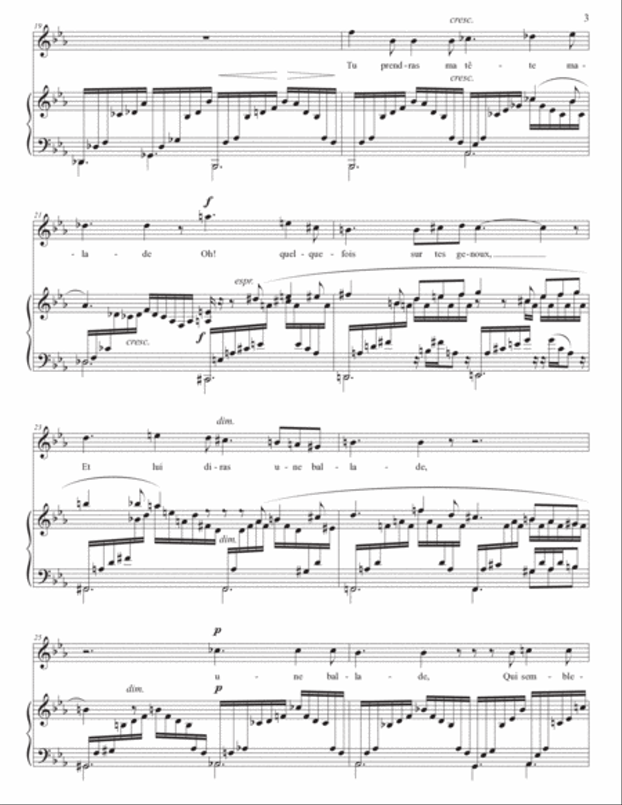 DUPARC: Chanson triste (transposed to E-flat major, D major, and C-sharp major) Voice scores gallery preview page 4