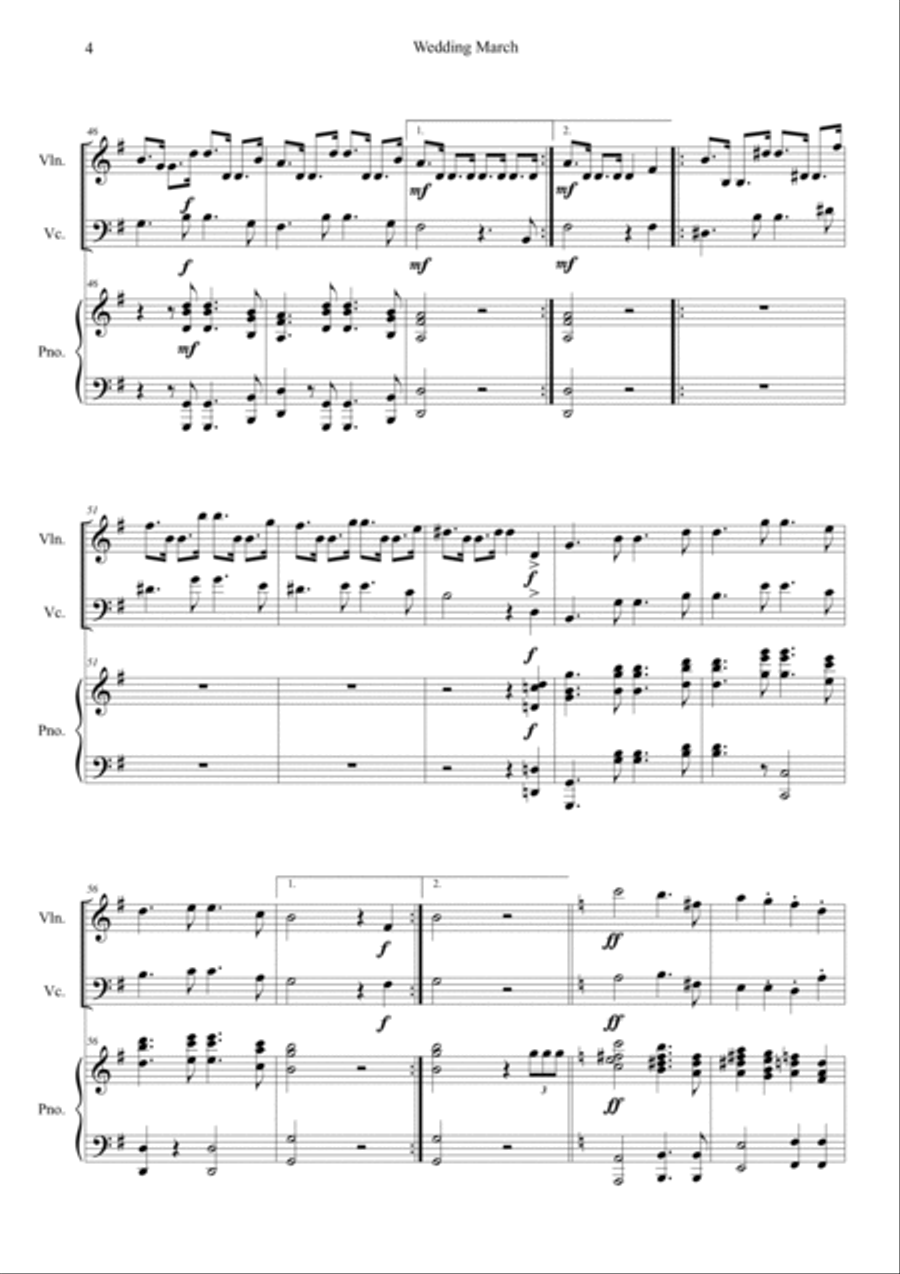 Wedding March Piano Trio scores gallery preview page 4