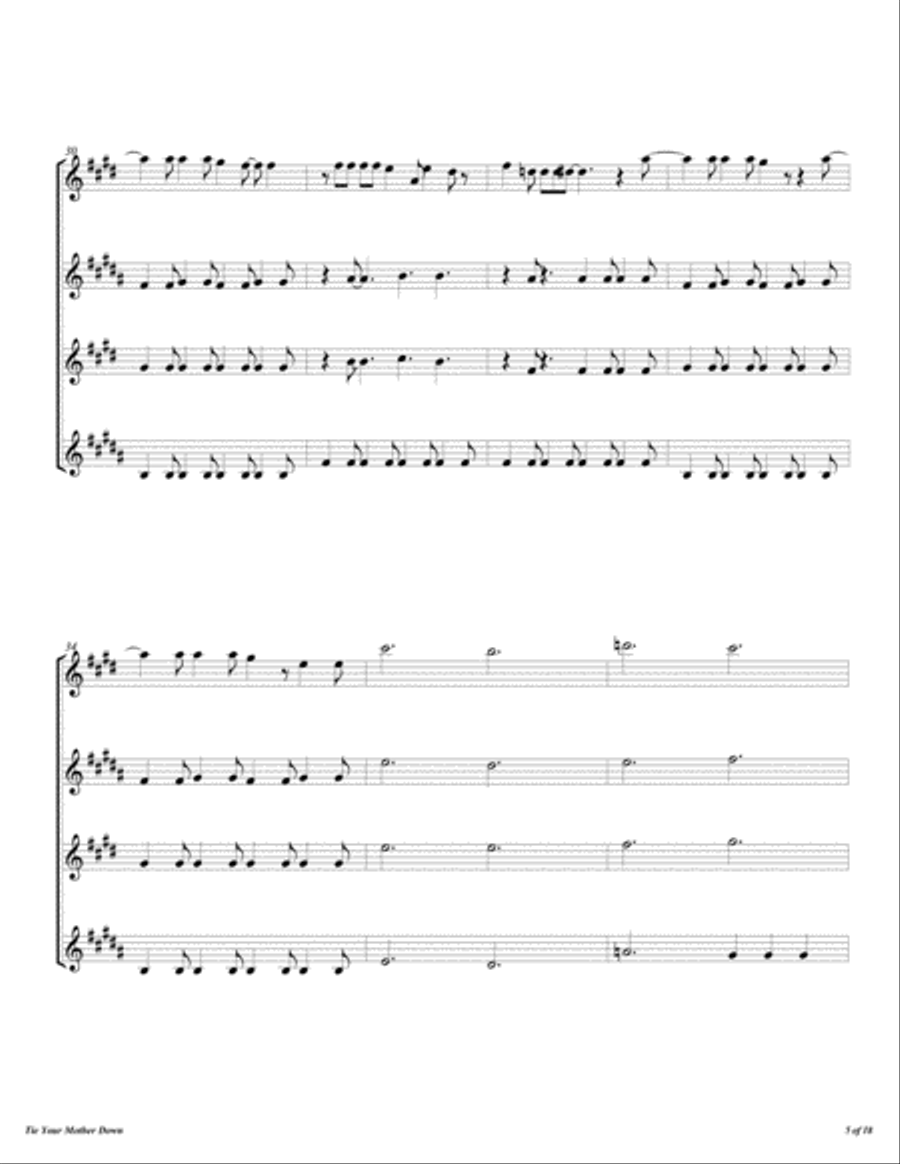 Tie Your Mother Down Woodwind Quartet scores gallery preview page 6
