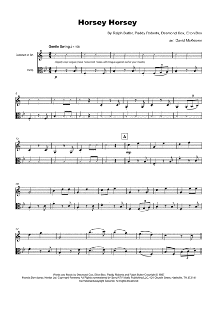 Horsey Horsey Clarinet scores gallery preview page 2
