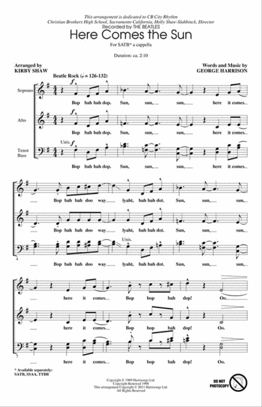 Here Comes the Sun 4-Part scores gallery preview page 2