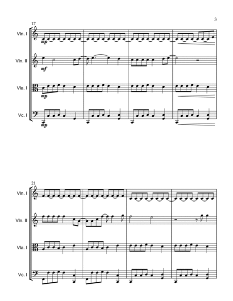 Kiss The Girl String Quartet scores gallery preview page 3