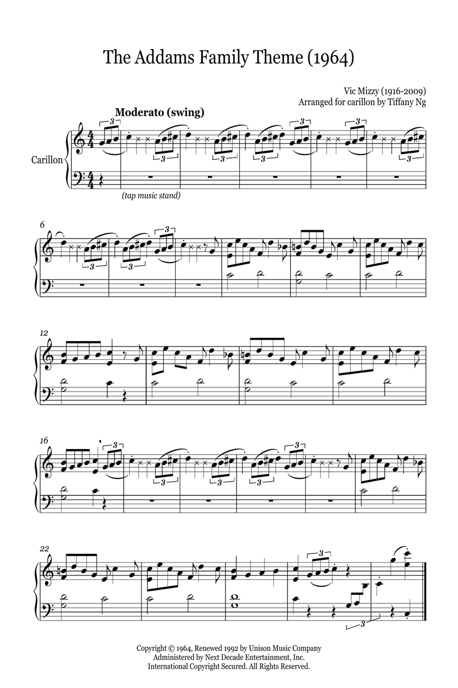 Addams Family Theme Addams Family Theme Part scores gallery preview page 1