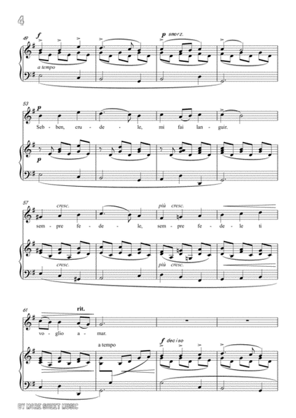 Caldara - Sebben crudele in E minor for voice and piano image number null