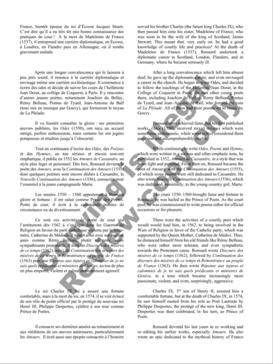 Songs of Gouvy, Volume 1: 40 poèmes de Pierre de Ronsard; 12 poèmes de La Pleïade Piano Accompaniment scores gallery preview page 8