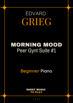 Grieg - Morning Mood - Easy Piano - W/Chords (Full Score)