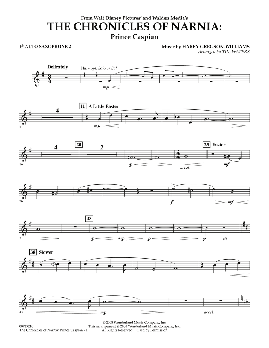 The Chronicles Of Narnia: Prince Caspian - Eb Alto Saxophone 2 Concert Band scores gallery preview page 1