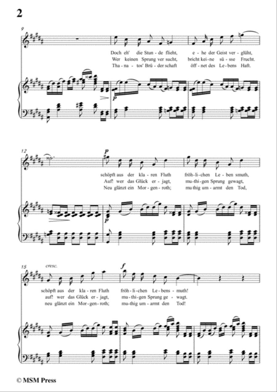 Schubert-Lebensmuth,in B Major,for Voice&Piano Voice scores gallery preview page 4
