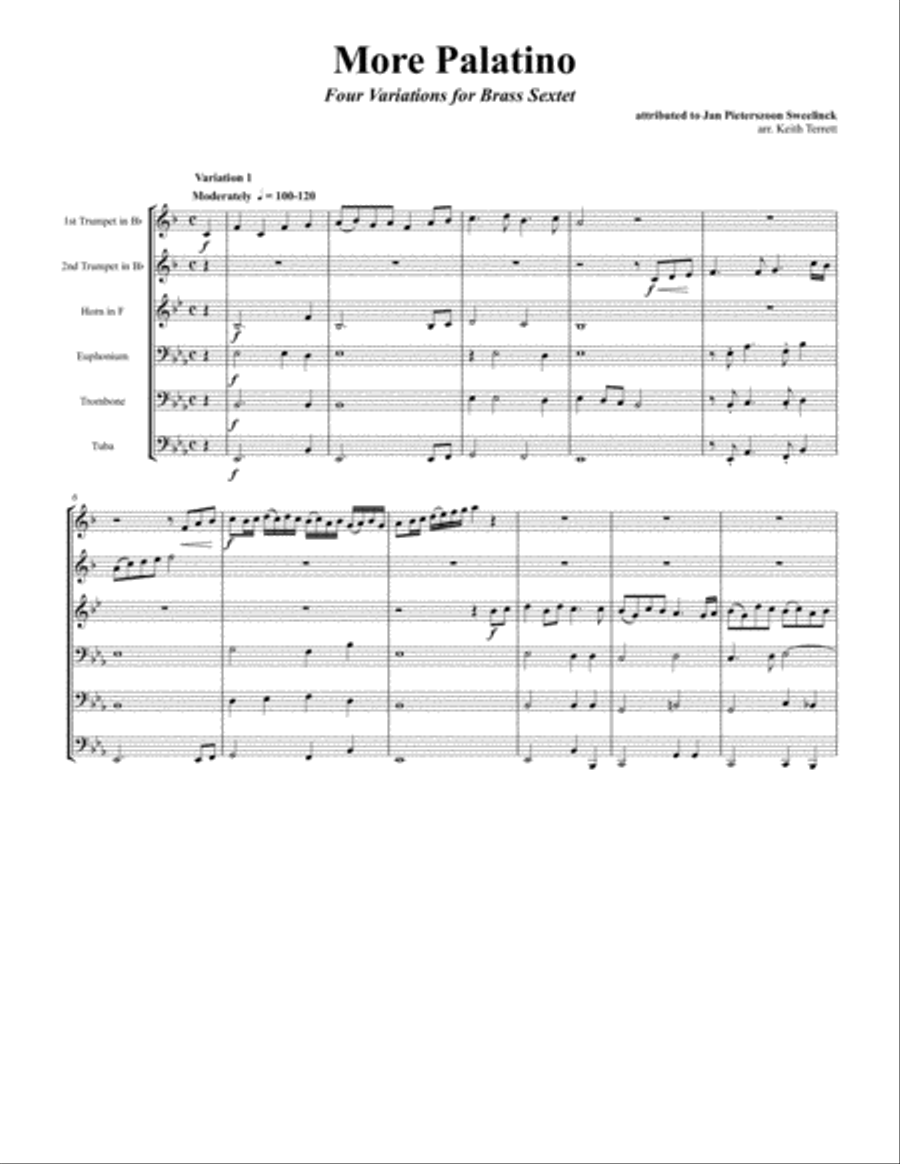 More Palatino, Four Variations for Brass Sextet Chamber Music scores gallery preview page 2