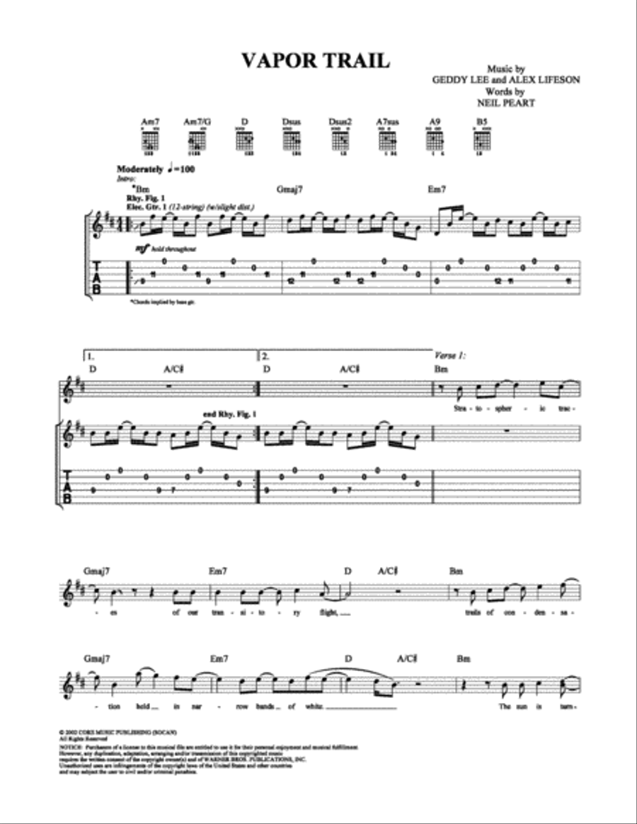 Vapor Trail Vapor Trail Electric Guitar scores gallery preview page 1