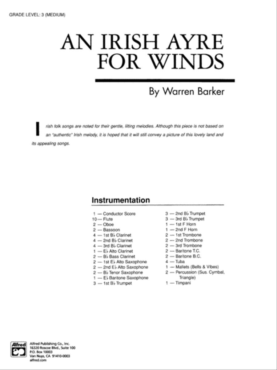 Irish Ayre for Winds: Score Concert Band scores gallery preview page 1