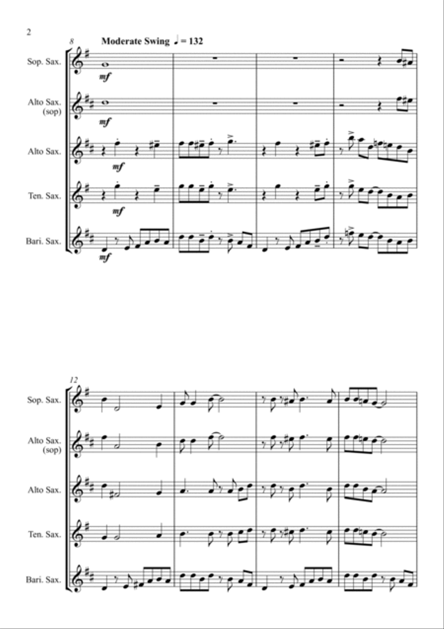 Down By The Riverside - For Saxophone Quartet Saxophone Quartet scores gallery preview page 4