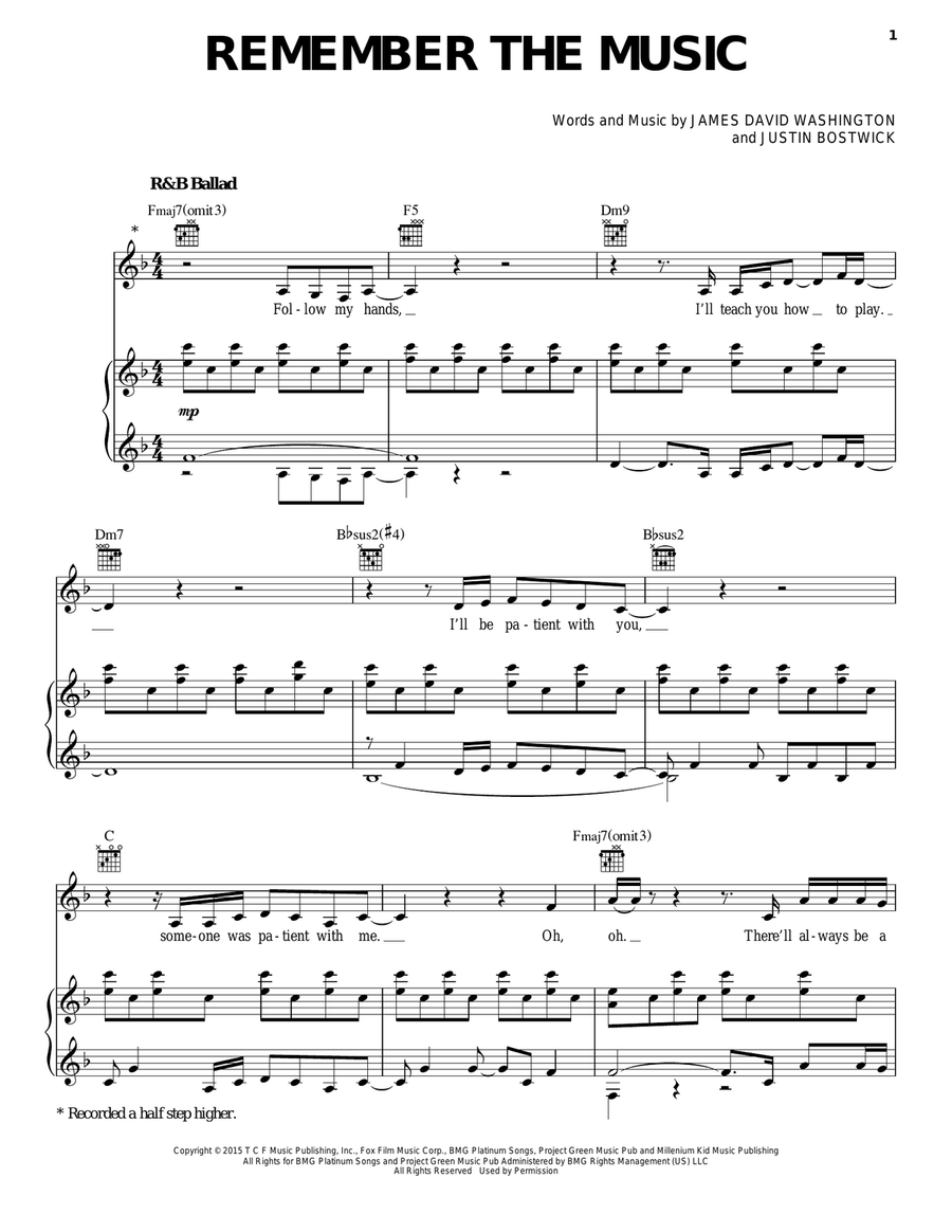 Remember The Music Remember The Music Piano, Vocal, Guitar scores gallery preview page 1