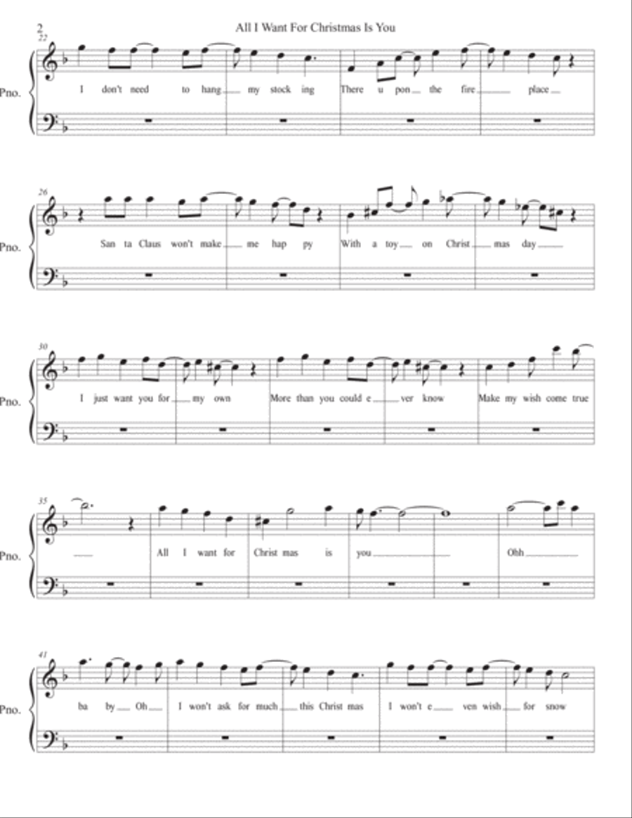 All I Want For Christmas Is You Easy Piano scores gallery preview page 2