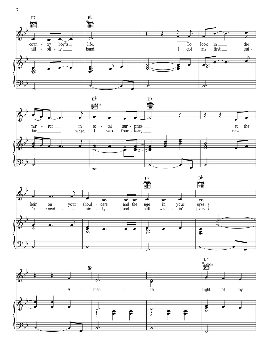 Amanda Piano, Vocal, Guitar scores gallery preview page 2
