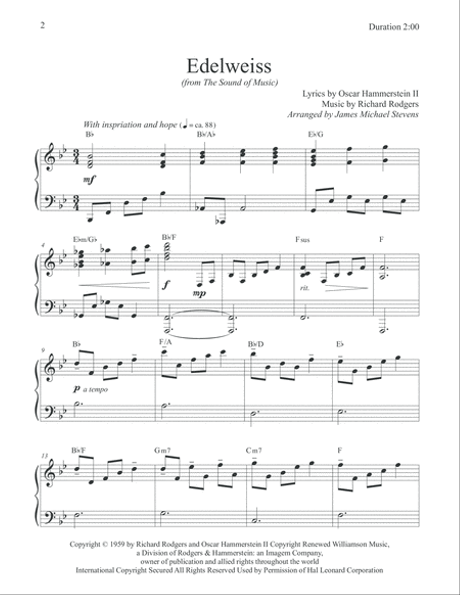 Edelweiss Piano Solo scores gallery preview page 2