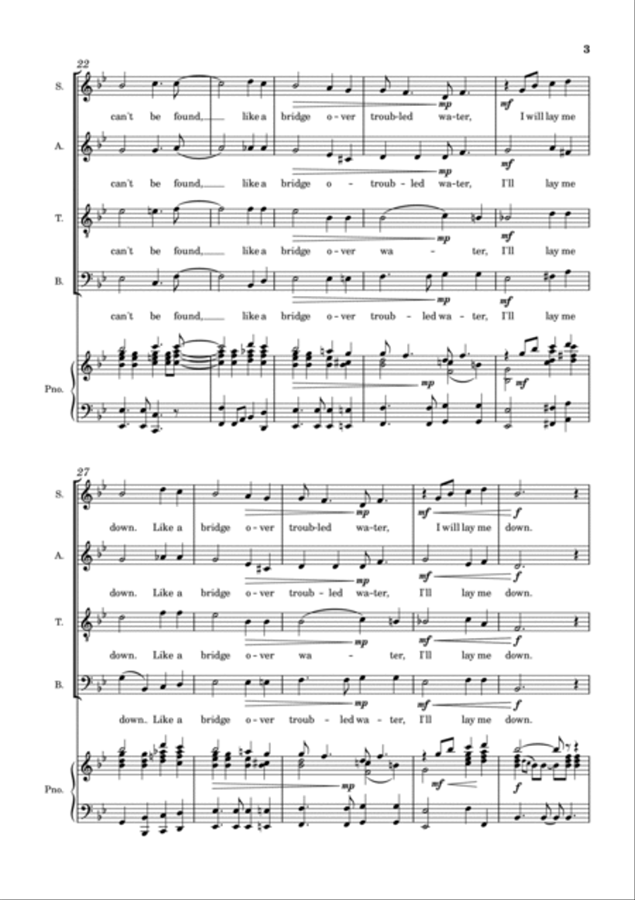 Bridge Over Troubled Water 4-Part scores gallery preview page 3