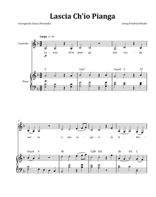 Lascia Ch'io Pianga by Händel - Contralto & Piano in F Major with Chord Notation