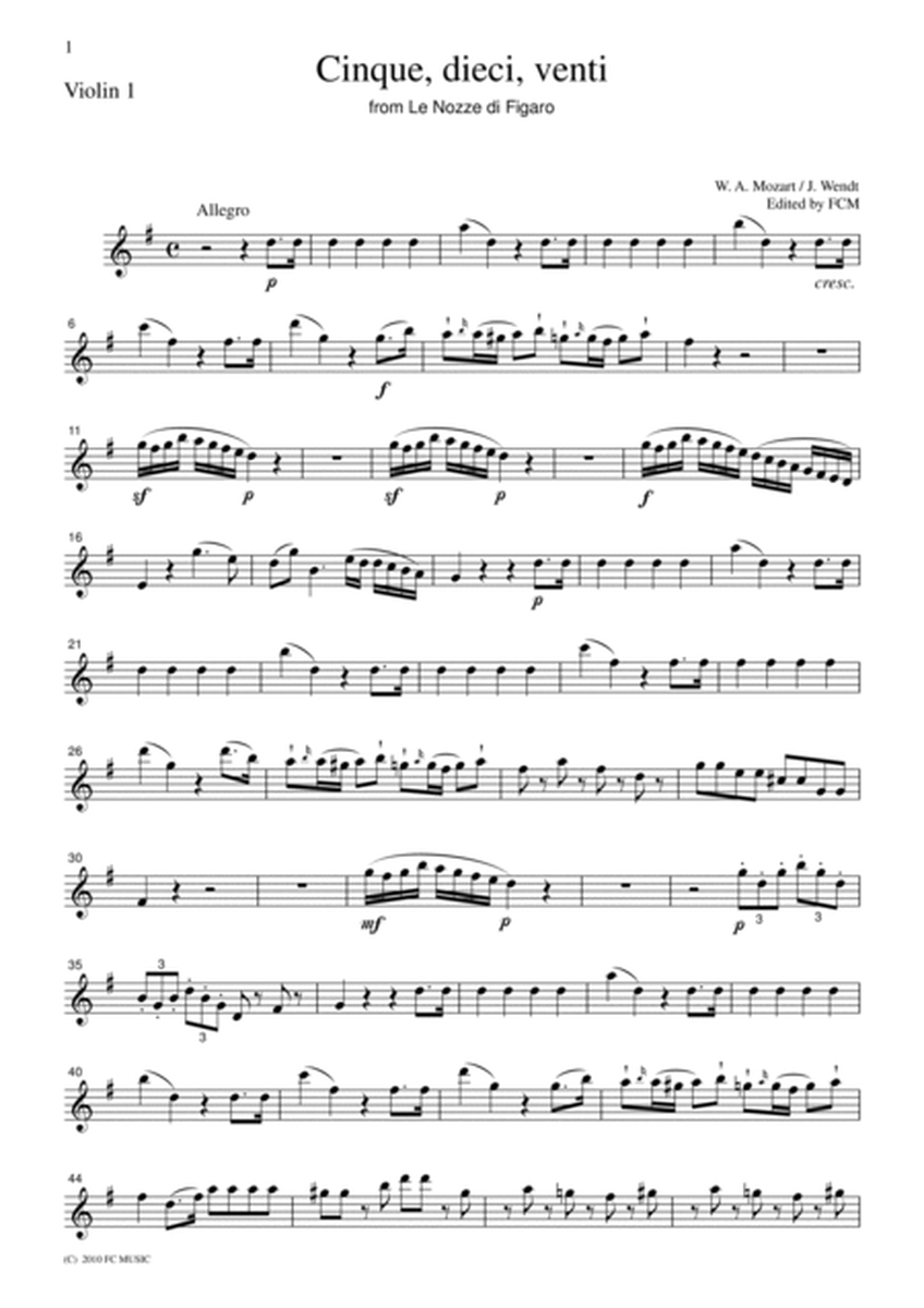 Mozart Cinque, dieci, venti from Le Nozze di Figaro, for string quartet, CM022