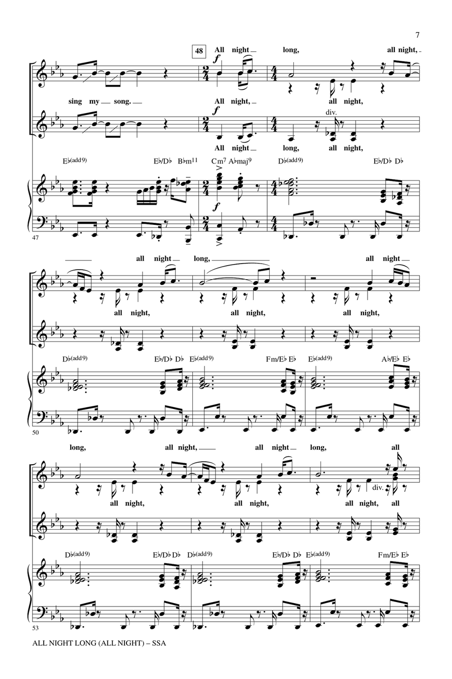 All Night Long (All Night) (arr. Mark Brymer) SSA scores gallery preview page 6