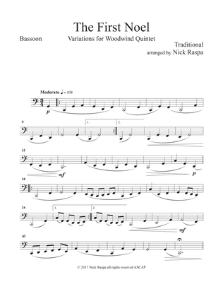 The First Noel (Variations for WW Quintet - fl, ca, cl, hrn in F, bsn) Bassoon part