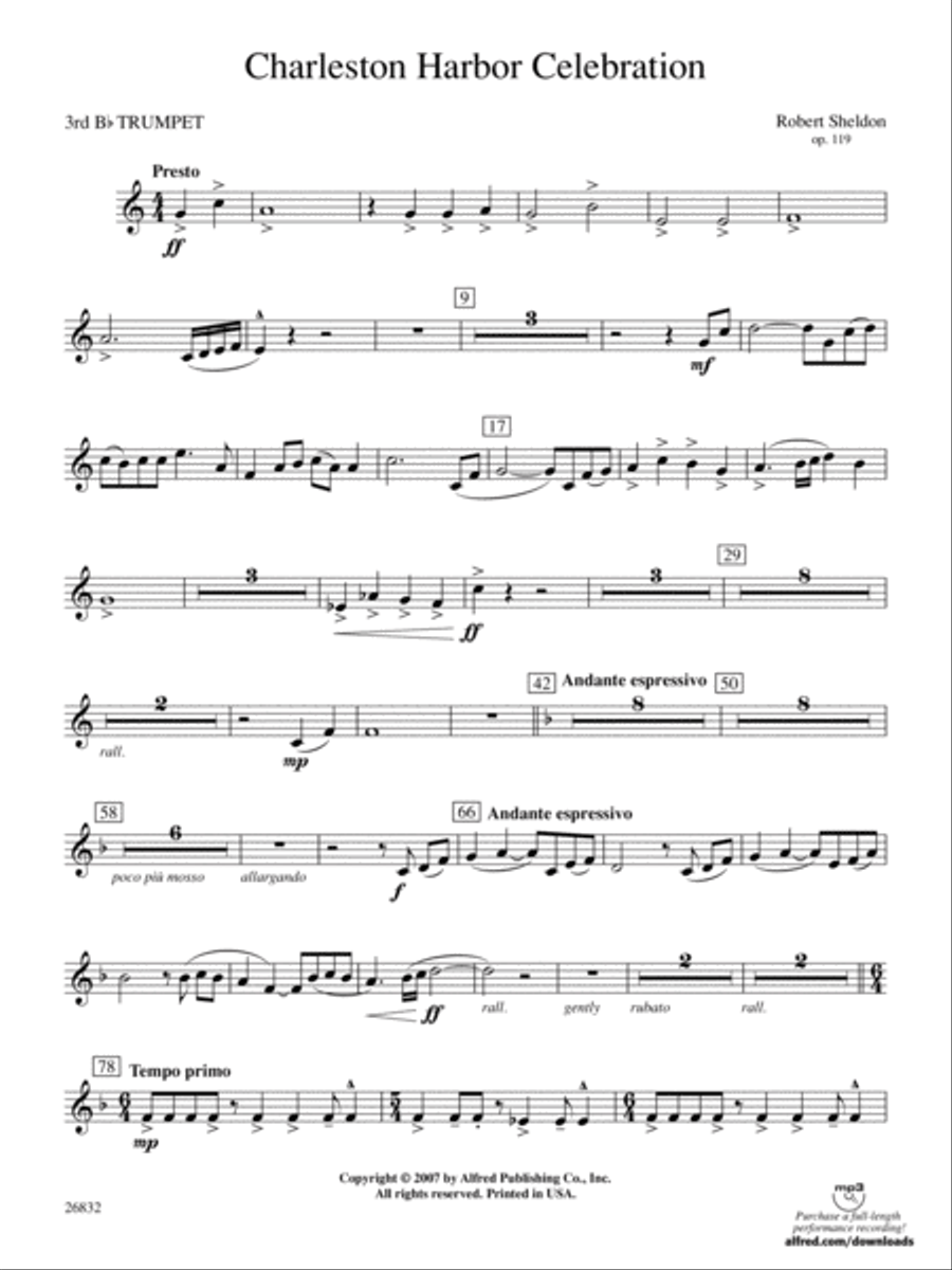 Charleston Harbor Celebration: 3rd B-flat Trumpet Concert Band scores gallery preview page 1