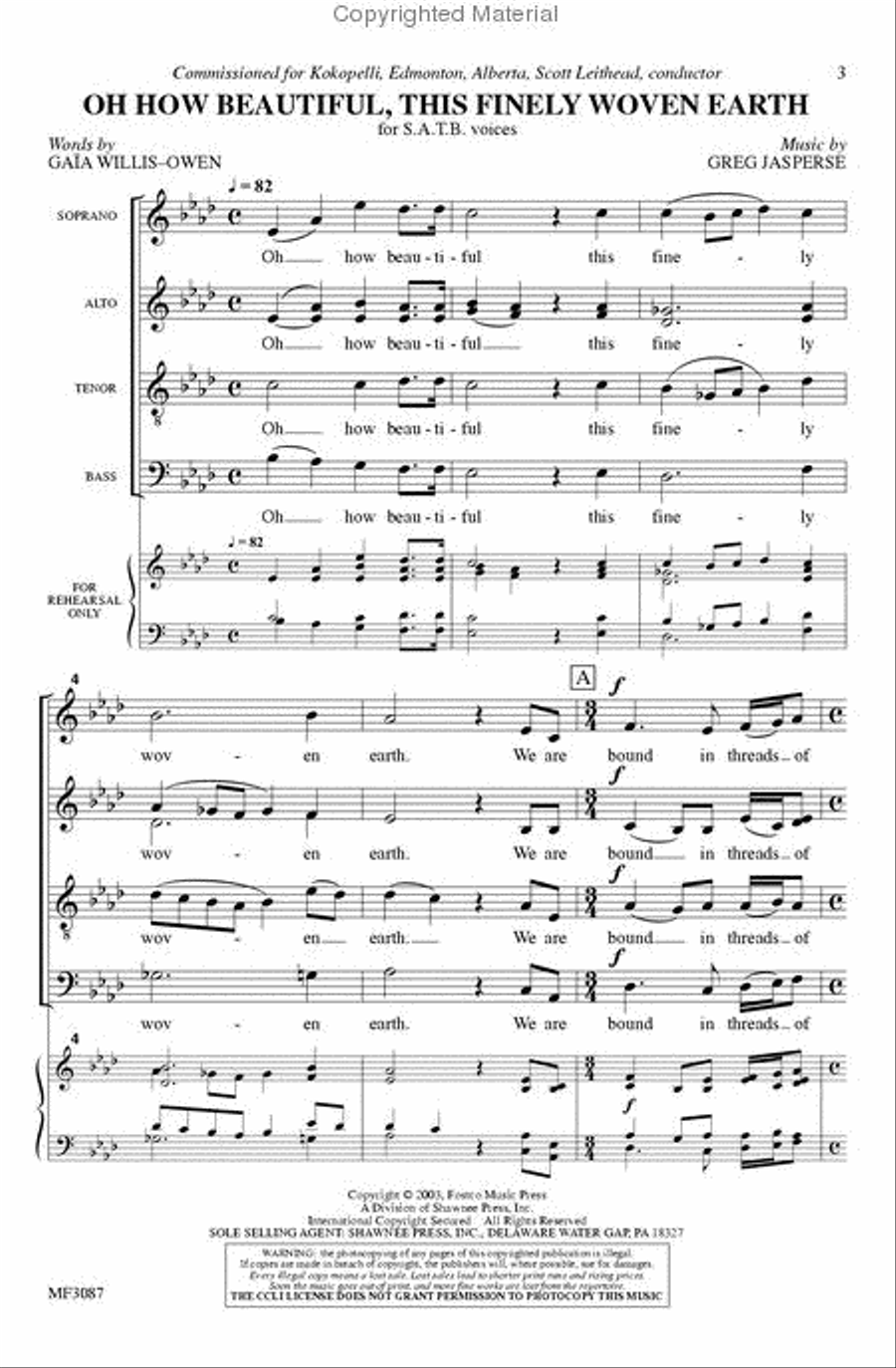 Oh How Beautiful, This Finely Woven Earth 4-Part scores gallery preview page 2