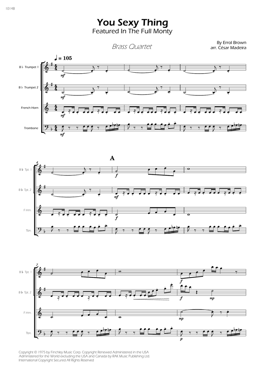 You Sexy Thing You Sexy Thing Brass Quartet scores gallery preview page 3