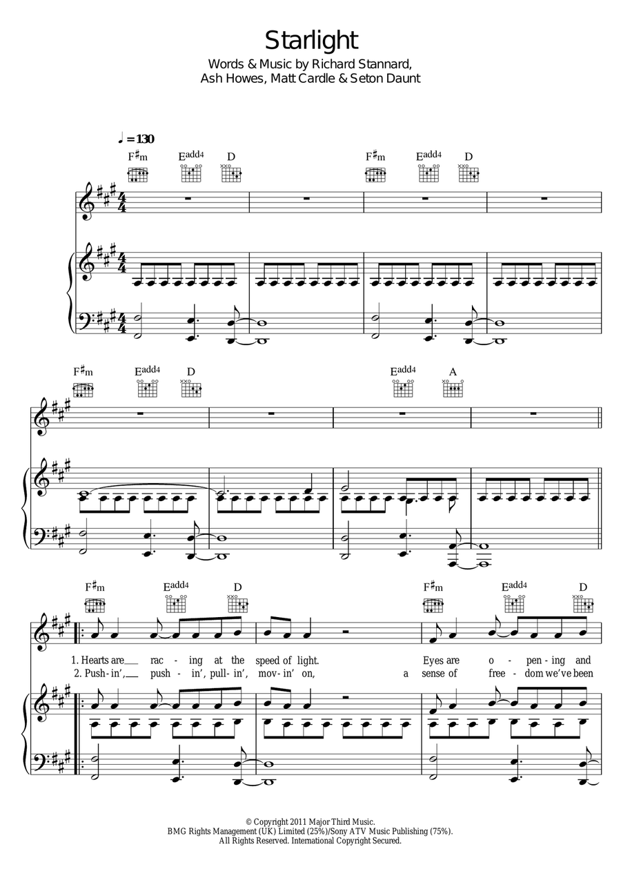 Starlight Piano, Vocal scores gallery preview page 1