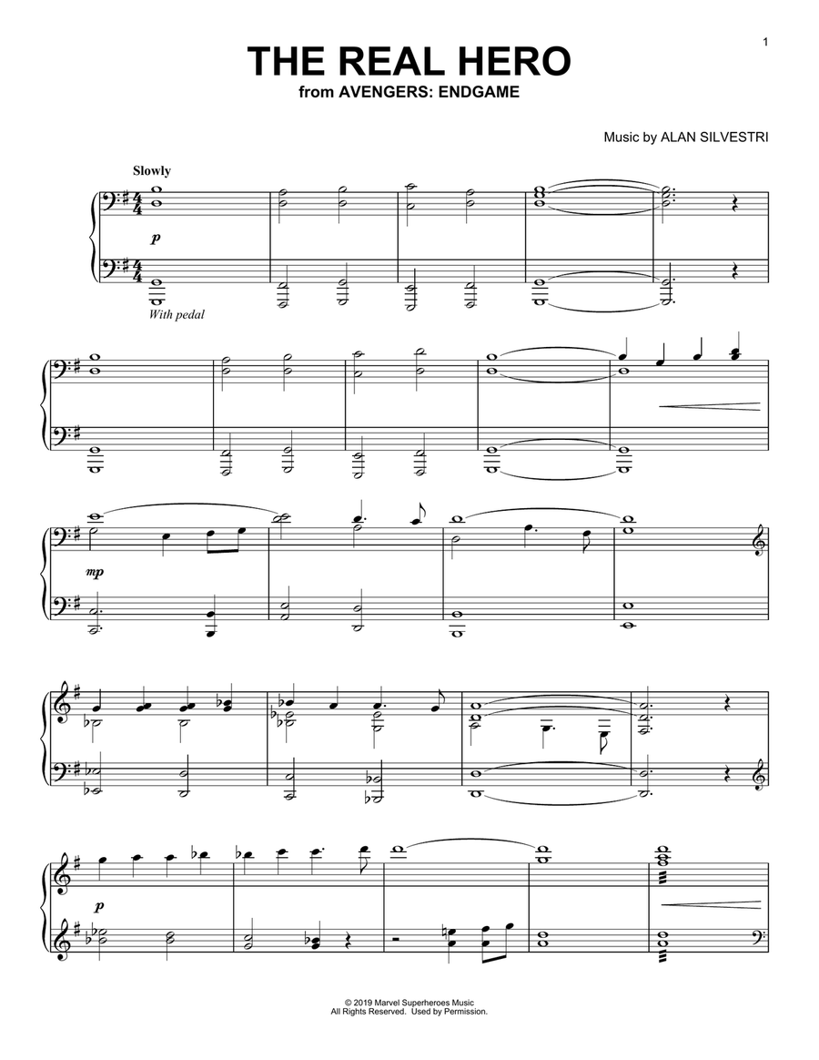 The Real Hero (from Avengers: Endgame) Piano Solo scores gallery preview page 1