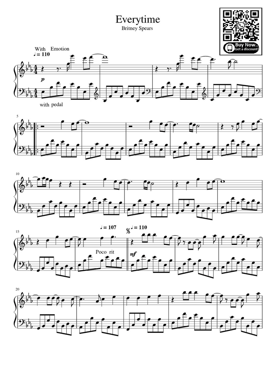 Everytime Easy Piano scores gallery preview page 1
