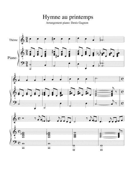 Hymne au printemps (partition de piano d'accompagnement) image number null