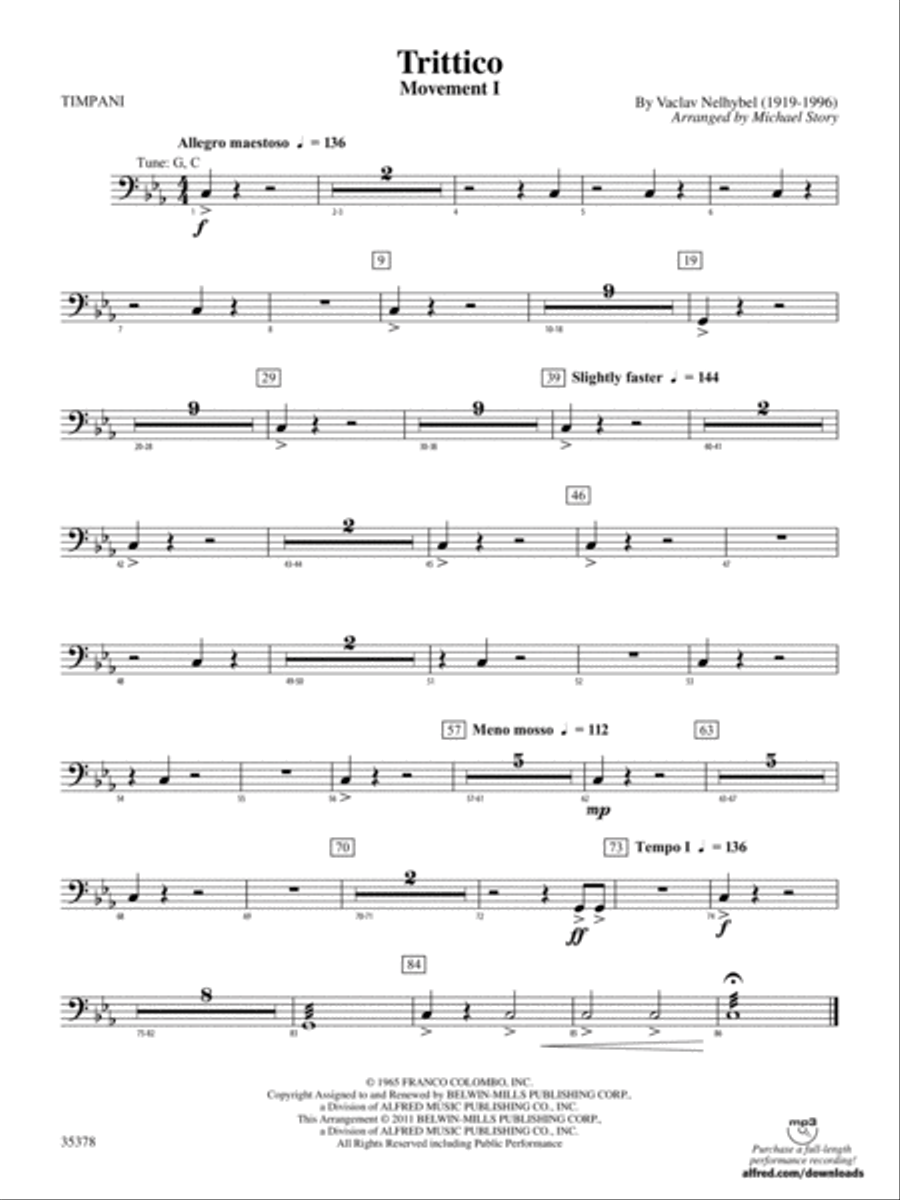 Trittico: Timpani Trittico: Timpani Concert Band scores gallery preview page 1