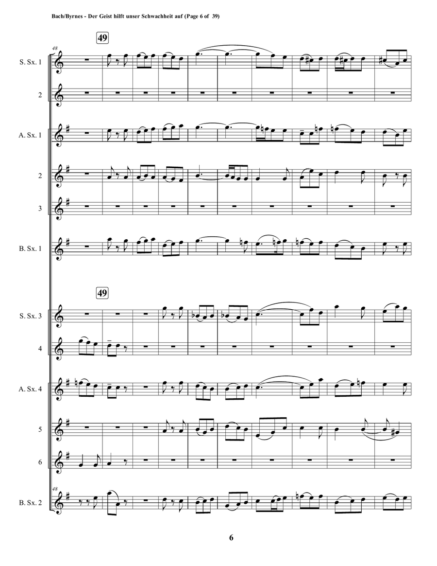 Der Geist hilft unser Schwachheit auf by J.S. Bach for Double Saxophone Choir Woodwind Ensemble scores gallery preview page 6