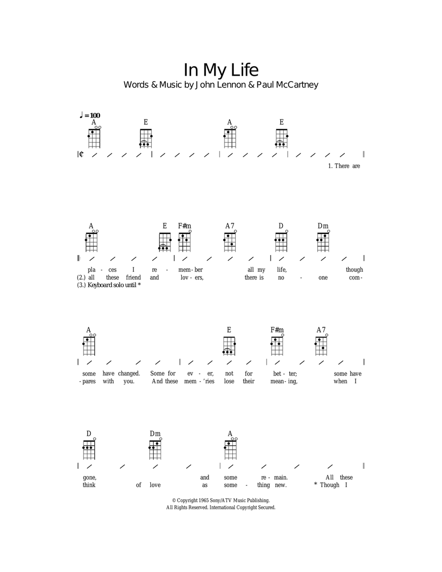 In My Life Ukulele scores gallery preview page 1