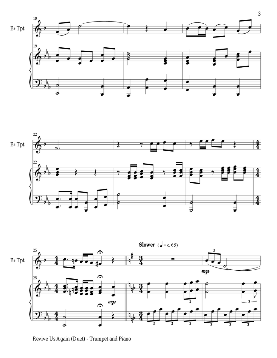 3 GOSPEL HYMNS, SET II (Duets for Bb Trumpet & Piano) Trumpet Duet scores gallery preview page 5