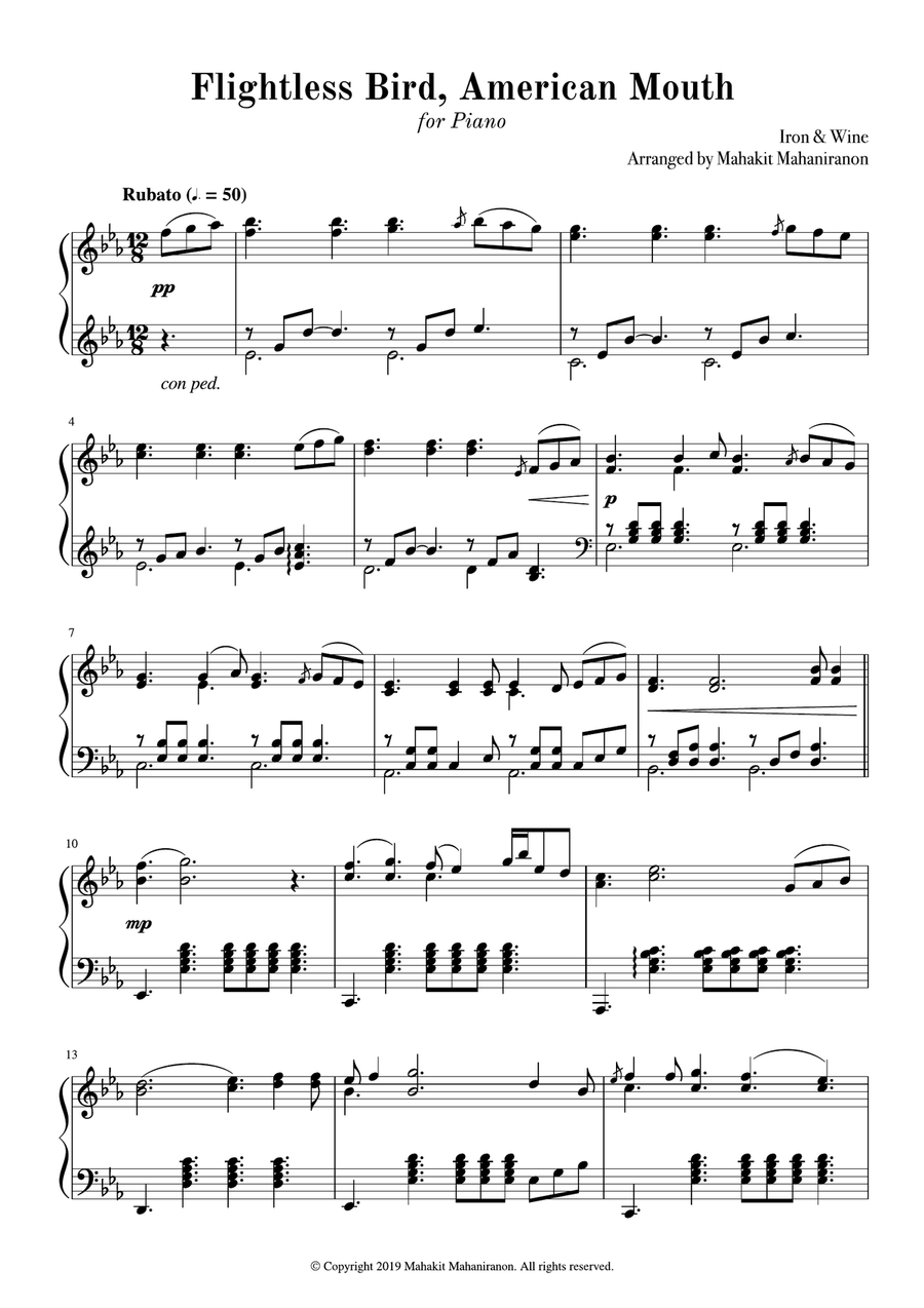 Flightless Bird, American Mouth Piano Solo scores gallery preview page 1