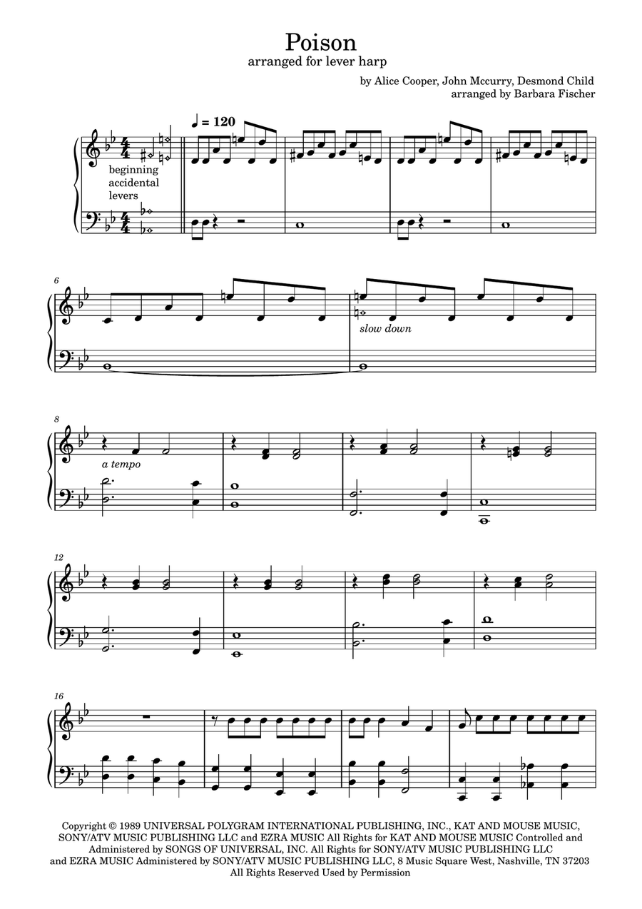 Poison Celtic Harp scores gallery preview page 1