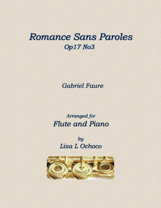 Book cover for Romance Sans Paroles Op17 No3 for Flute and Piano