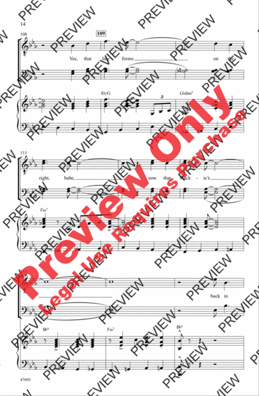 Mack the Knife Men's Choir scores gallery preview page 14