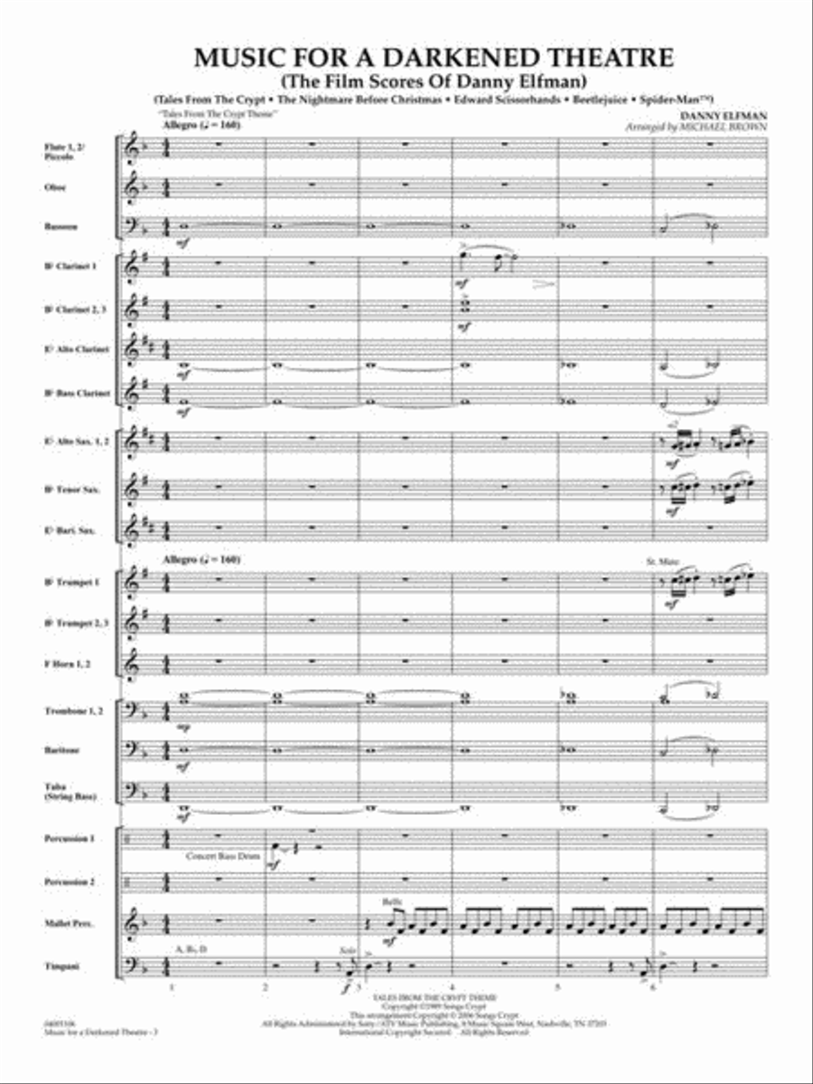 Music for a Darkened Theatre (The Film Scores of Danny Elfman) Concert Band scores gallery preview page 4