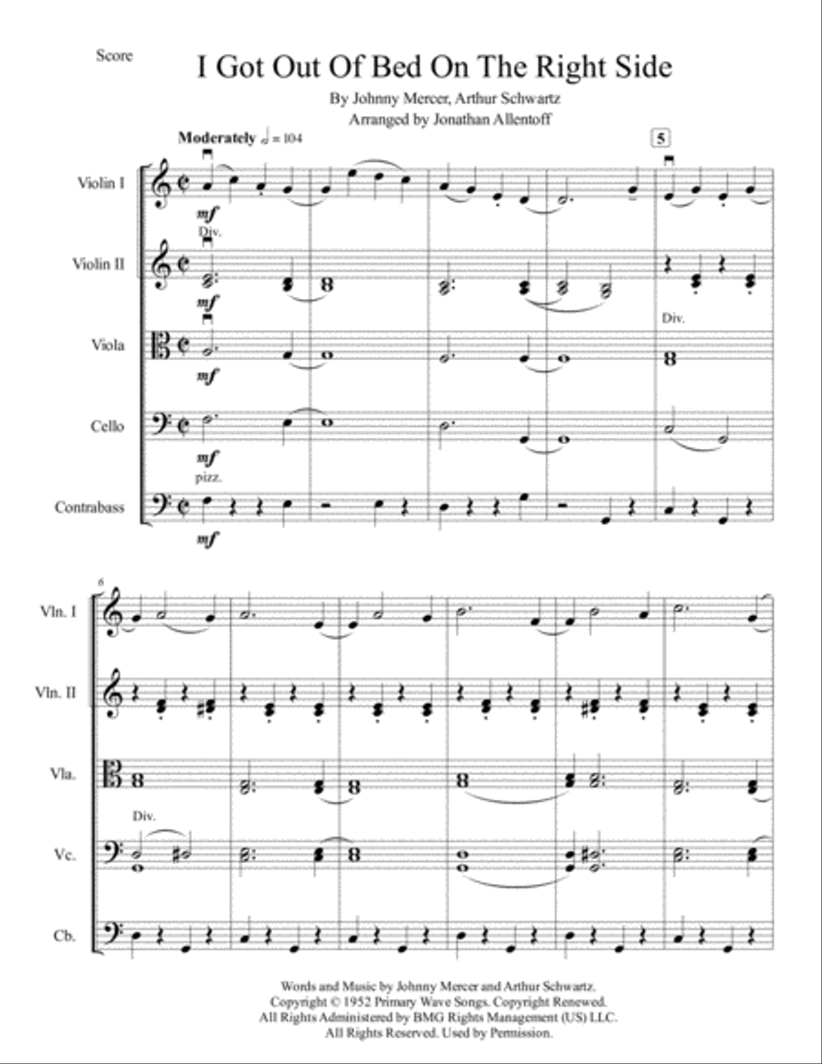 I Got Out Of Bed On The Right Side String Orchestra scores gallery preview page 2