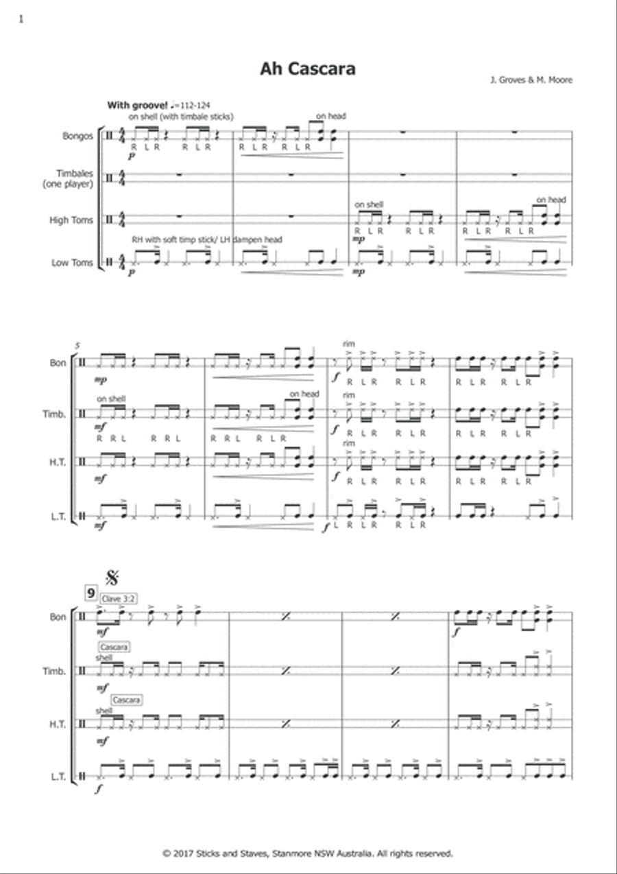 Ah Cascara Percussion Ensemble scores gallery preview page 4