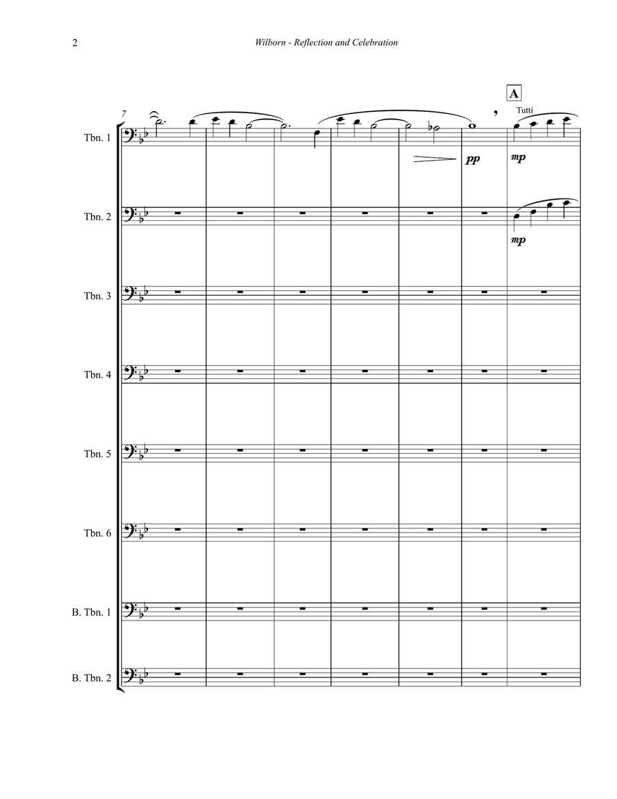 Wilborn - Reflection and Celebration for 8-part Trombone Ensemble Large Ensemble scores gallery preview page 4