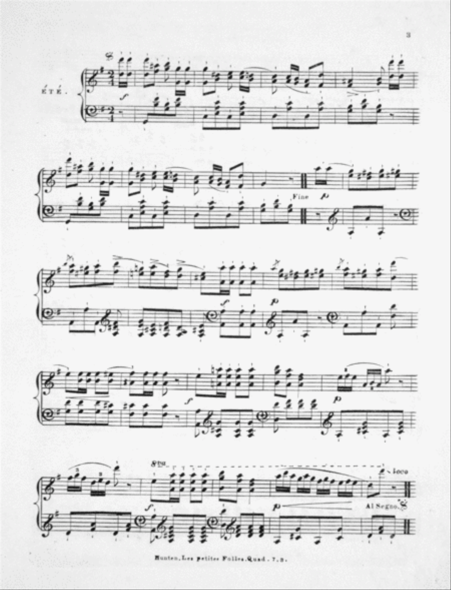 Les Petites Folles. Trois Quadrilles Pour le Piano Piano Solo scores gallery preview page 3
