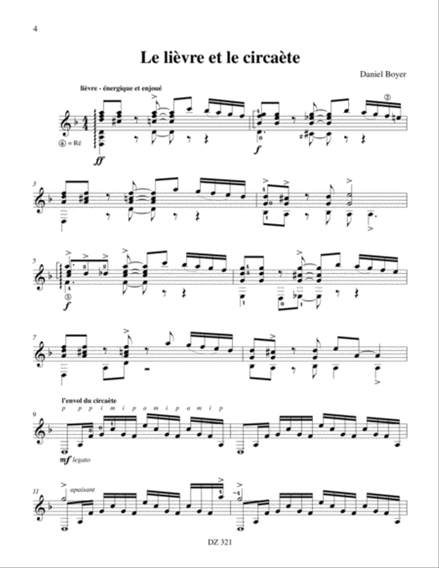 Domino en do mineur, Le lièvre et le circaète Classical Guitar scores gallery preview page 4