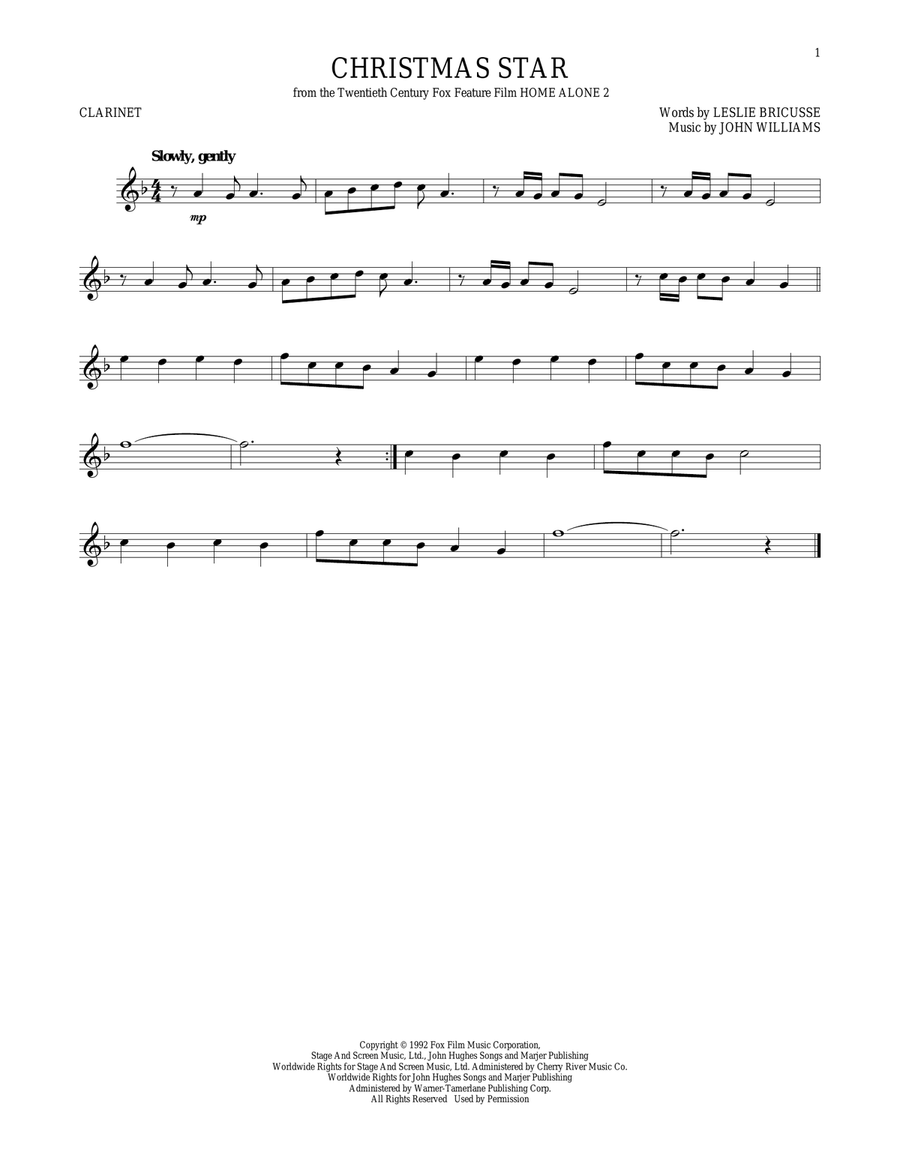 Christmas Star Clarinet Solo scores gallery preview page 1